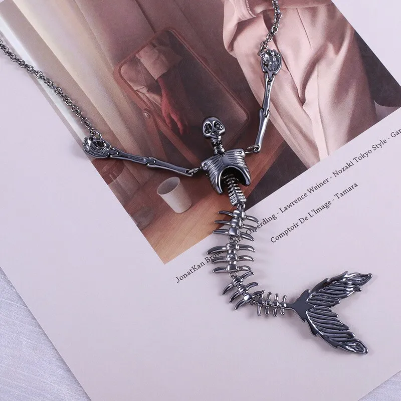 Gothic Mermaid Skull Necklace