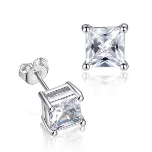 Half Carat Princess Cut Cubic Zirconia Stud Earrings