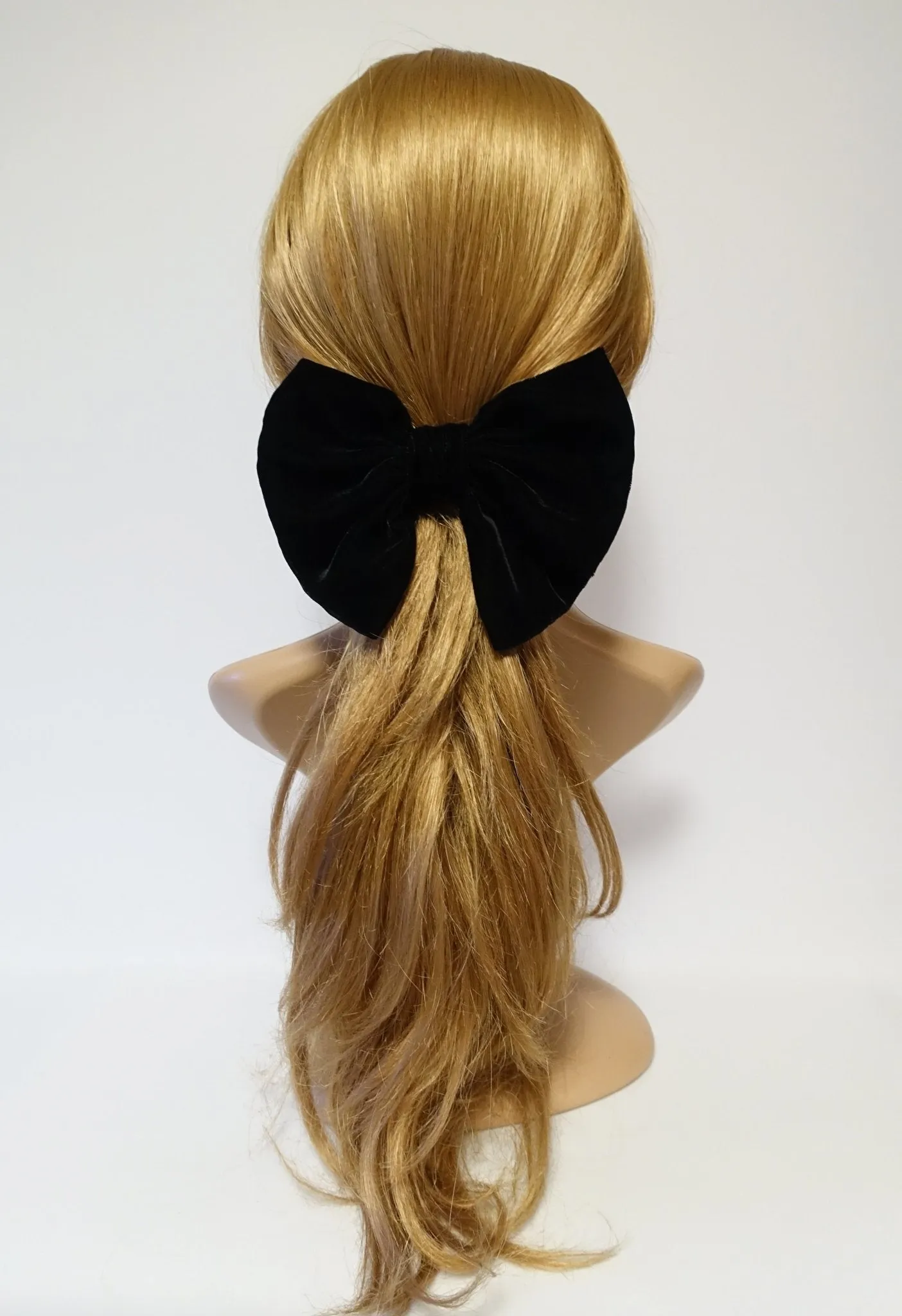 Handmade Black Silk Velvet Layered Bow French Hair Barrette