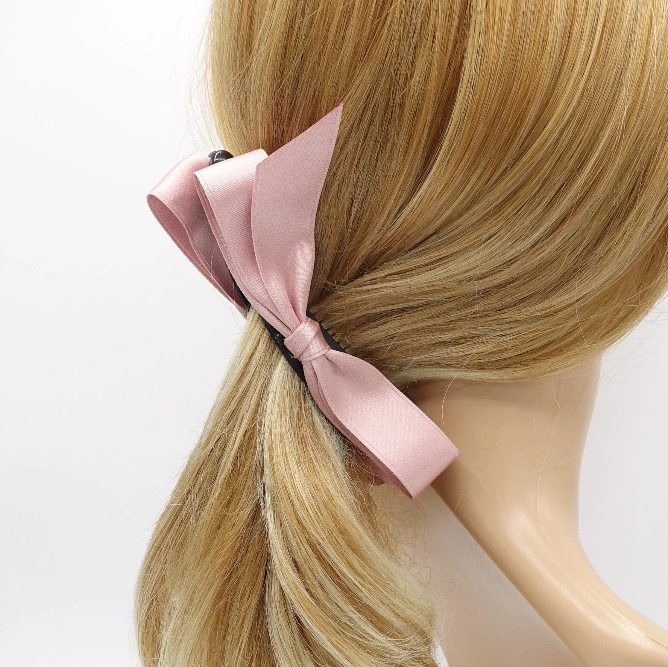 Handmade Glossy Satin Thin Bow  Banana Hair Clip Simple Bow Hair Accessory for Women