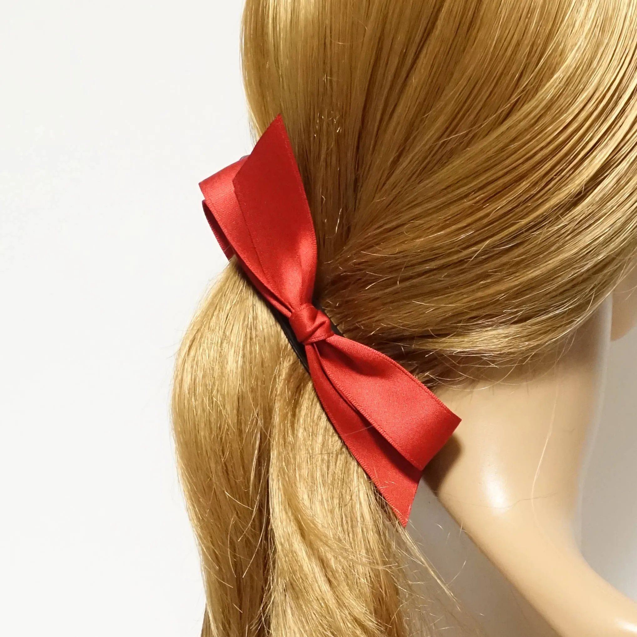 Handmade Glossy Satin Thin Bow  Banana Hair Clip Simple Bow Hair Accessory for Women