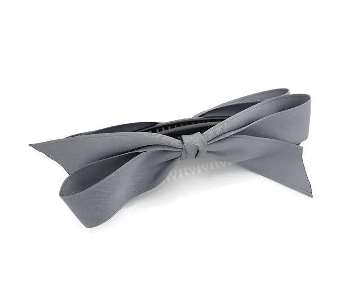 Handmade Glossy Satin Thin Bow  Banana Hair Clip Simple Bow Hair Accessory for Women