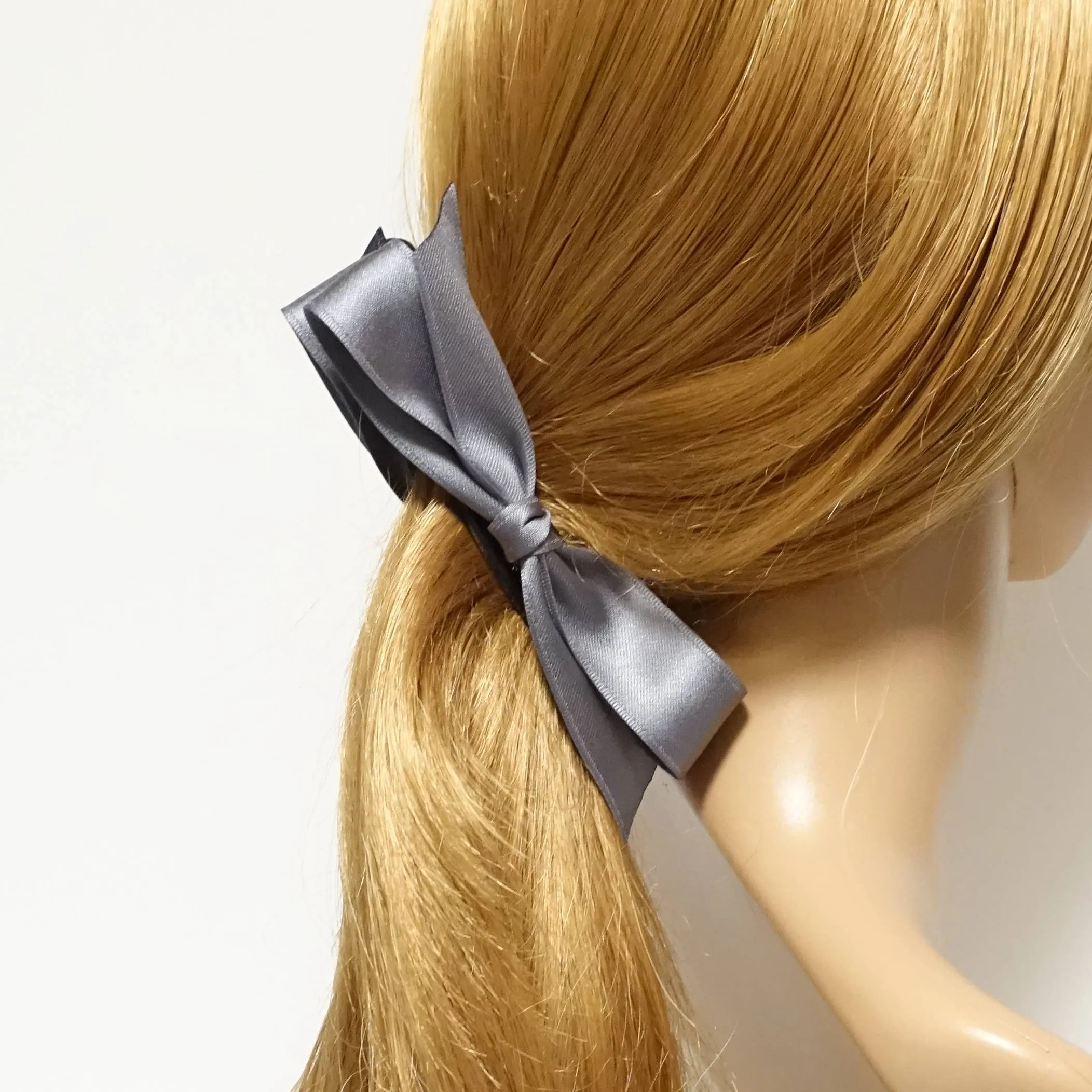 Handmade Glossy Satin Thin Bow  Banana Hair Clip Simple Bow Hair Accessory for Women