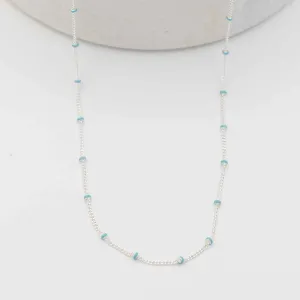 Layer Me Necklace - Silver with Paradise Blue