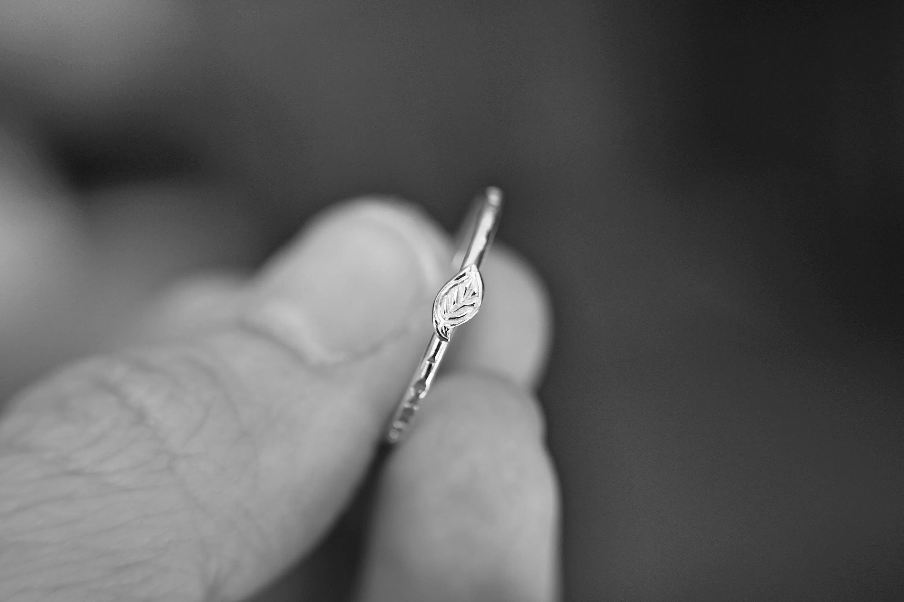 Leaf Ring, Stacking Ring, Nature Jewelry, Simple Silver Ring, Gift, Textured Ring, Boho Ring, Unique Ring, Minimalist, Leaf Jewelry