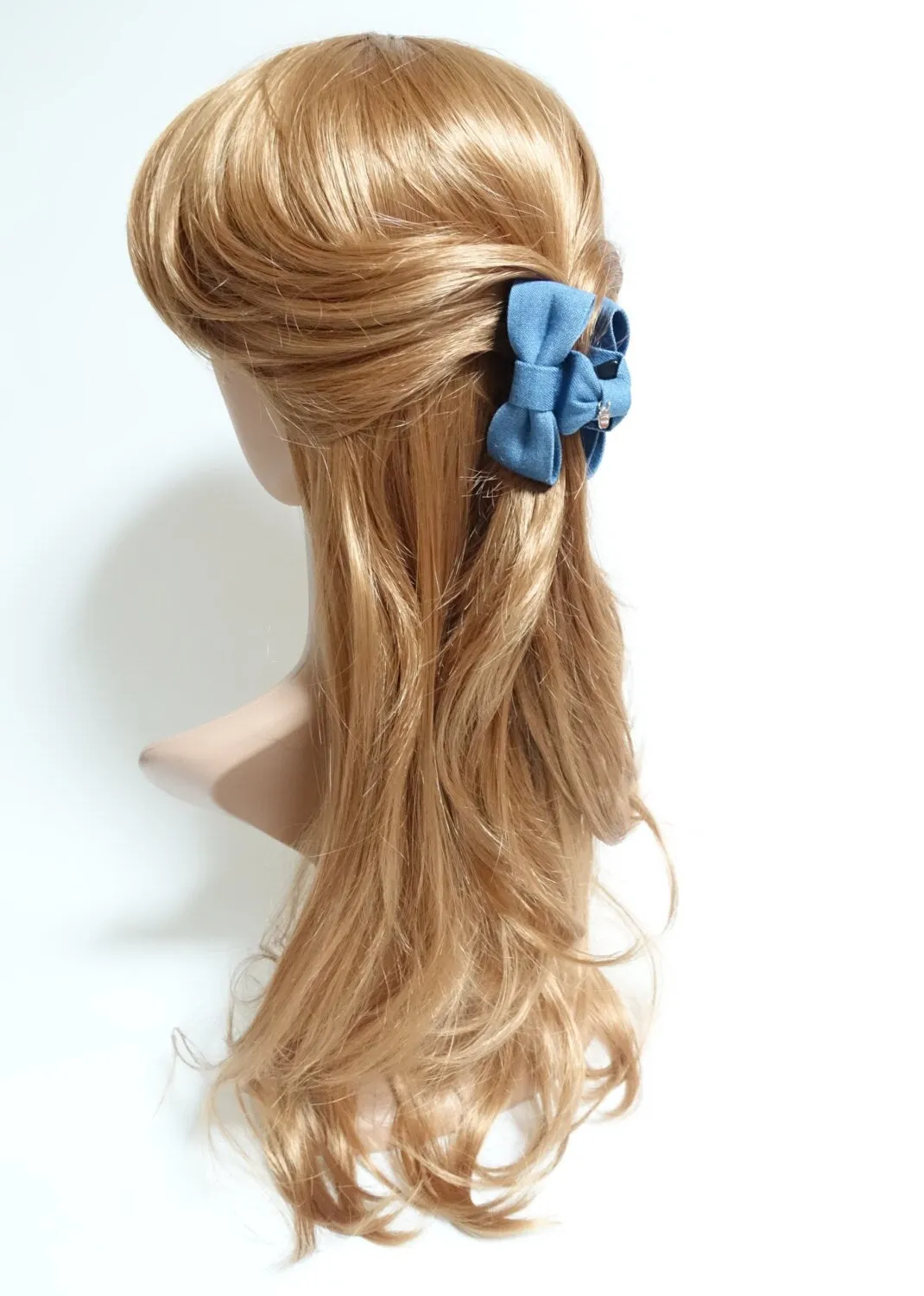 Mini Denim Jean Bow Hair Jaw Claw Clamp Casual Mini Hair Claw Accessories