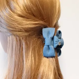 Mini Denim Jean Bow Hair Jaw Claw Clamp Casual Mini Hair Claw Accessories