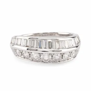 Modern 1.5 Carat Diamond Platinum Two Row Band