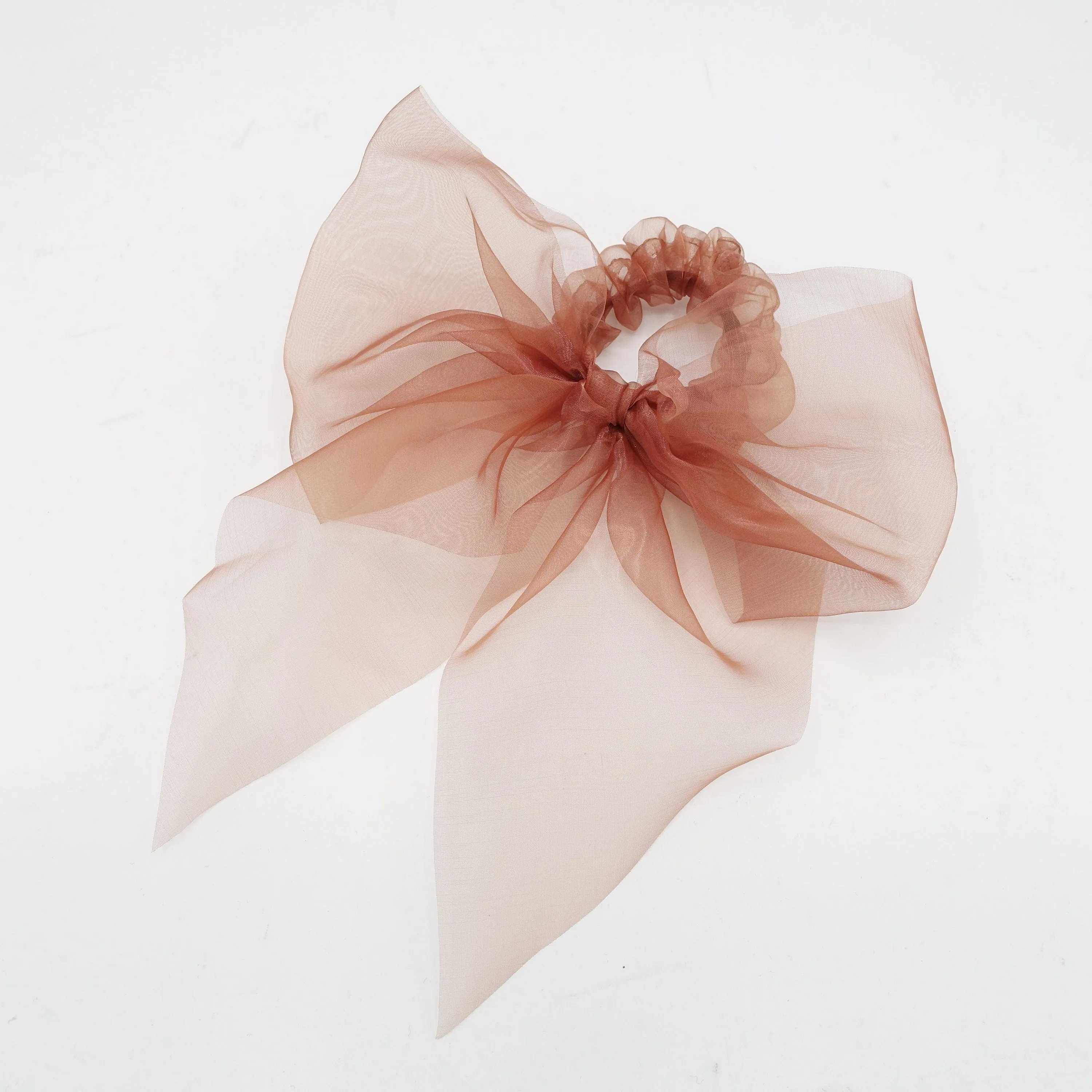 organza bow knot scrunchies see through hair elastic tie women hair accessory