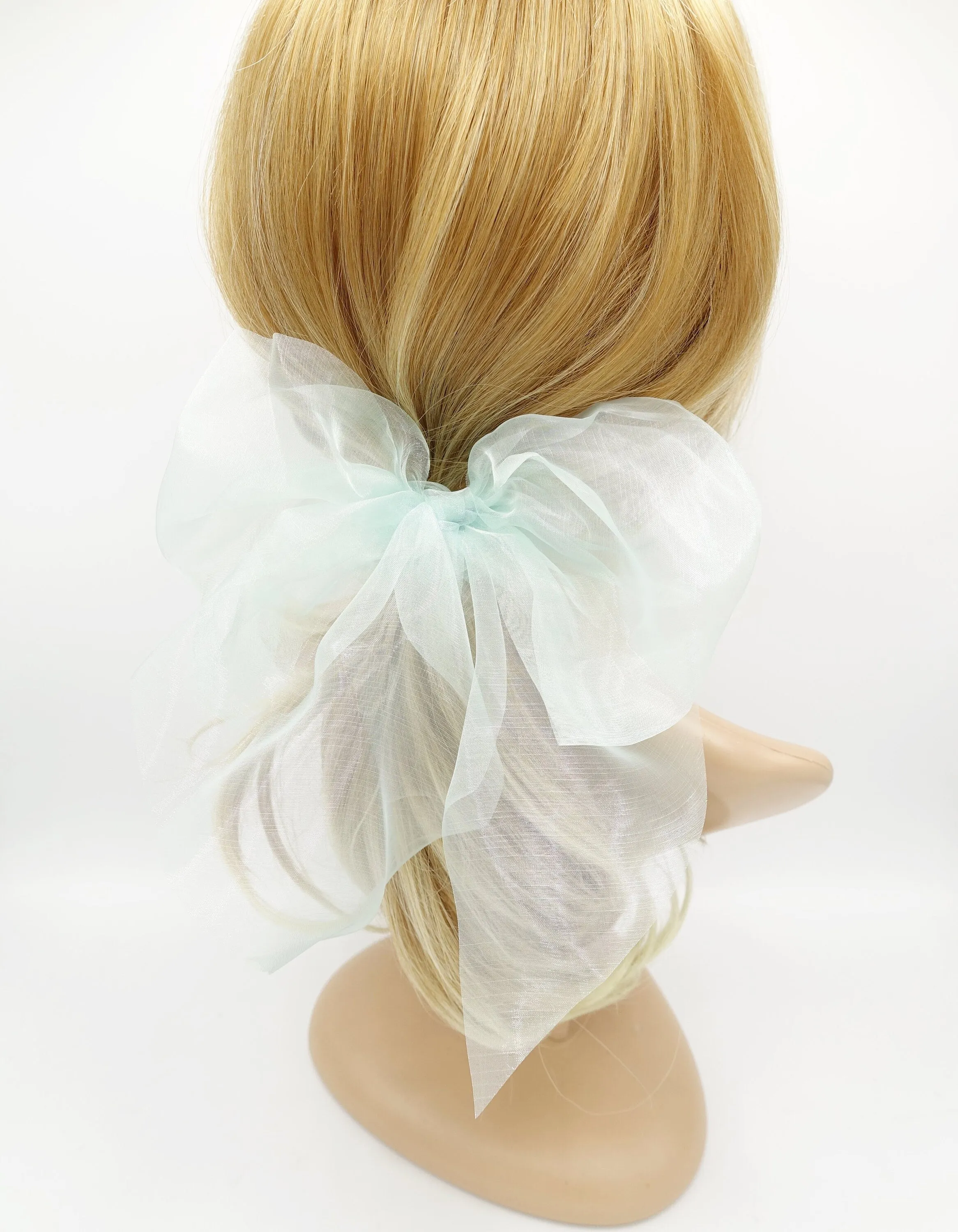 organza bow knot scrunchies see through hair elastic tie women hair accessory