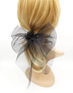 organza bow knot scrunchies see through hair elastic tie women hair accessory