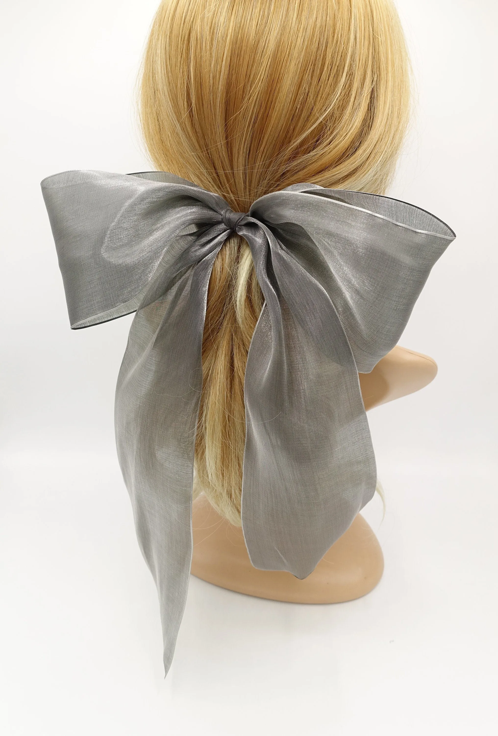 organza dot hair bow solid giant stylish hair accessory for women