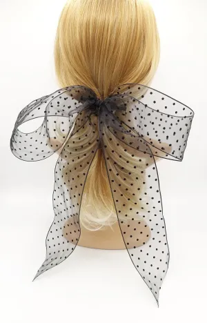 organza dot hair bow solid giant stylish hair accessory for women