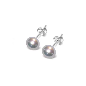 Pearl Stud Earrings For Men - 7mm Grey