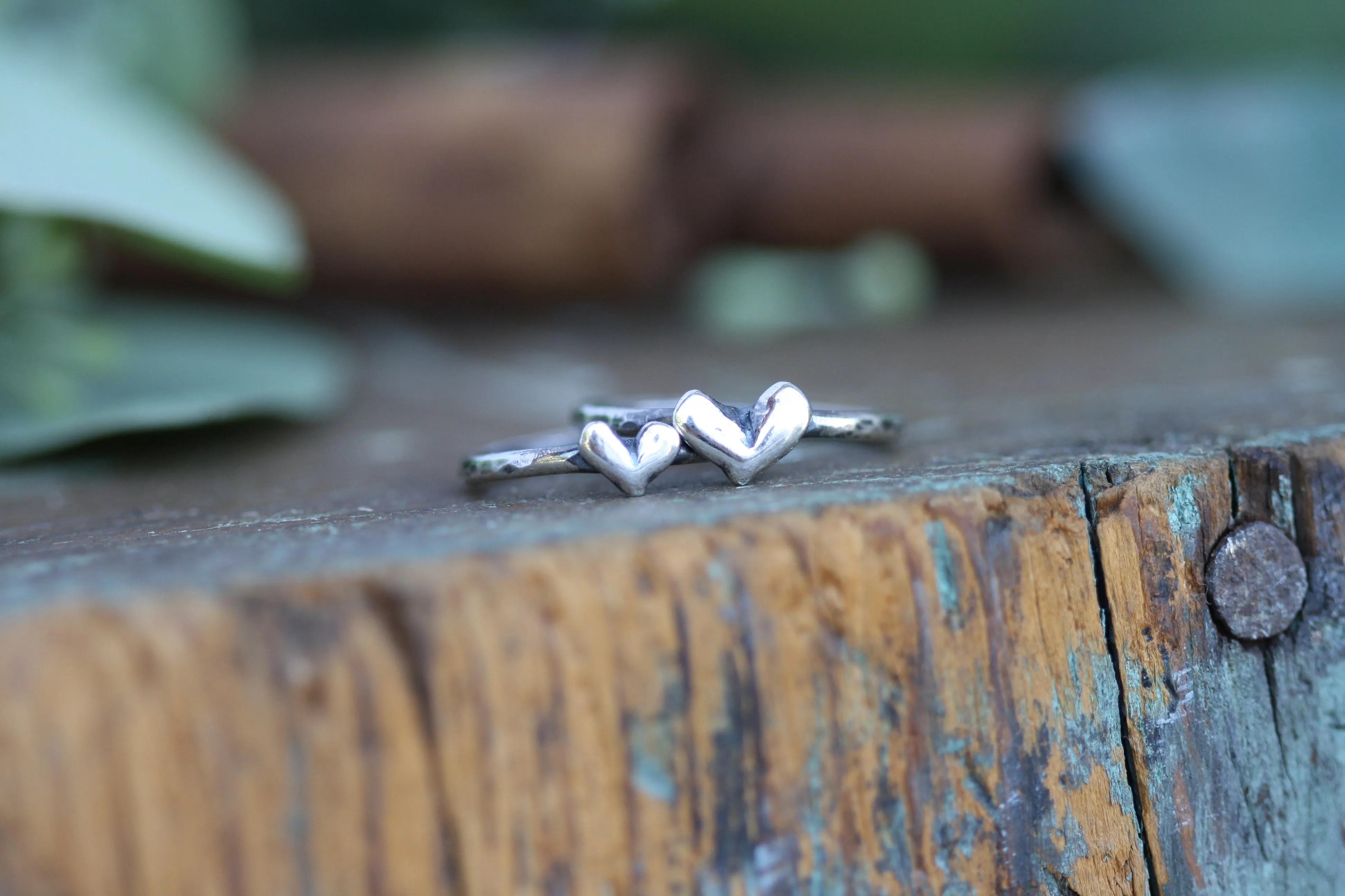 Petite Sculpted Heart Sterling Silver Stacking Ring