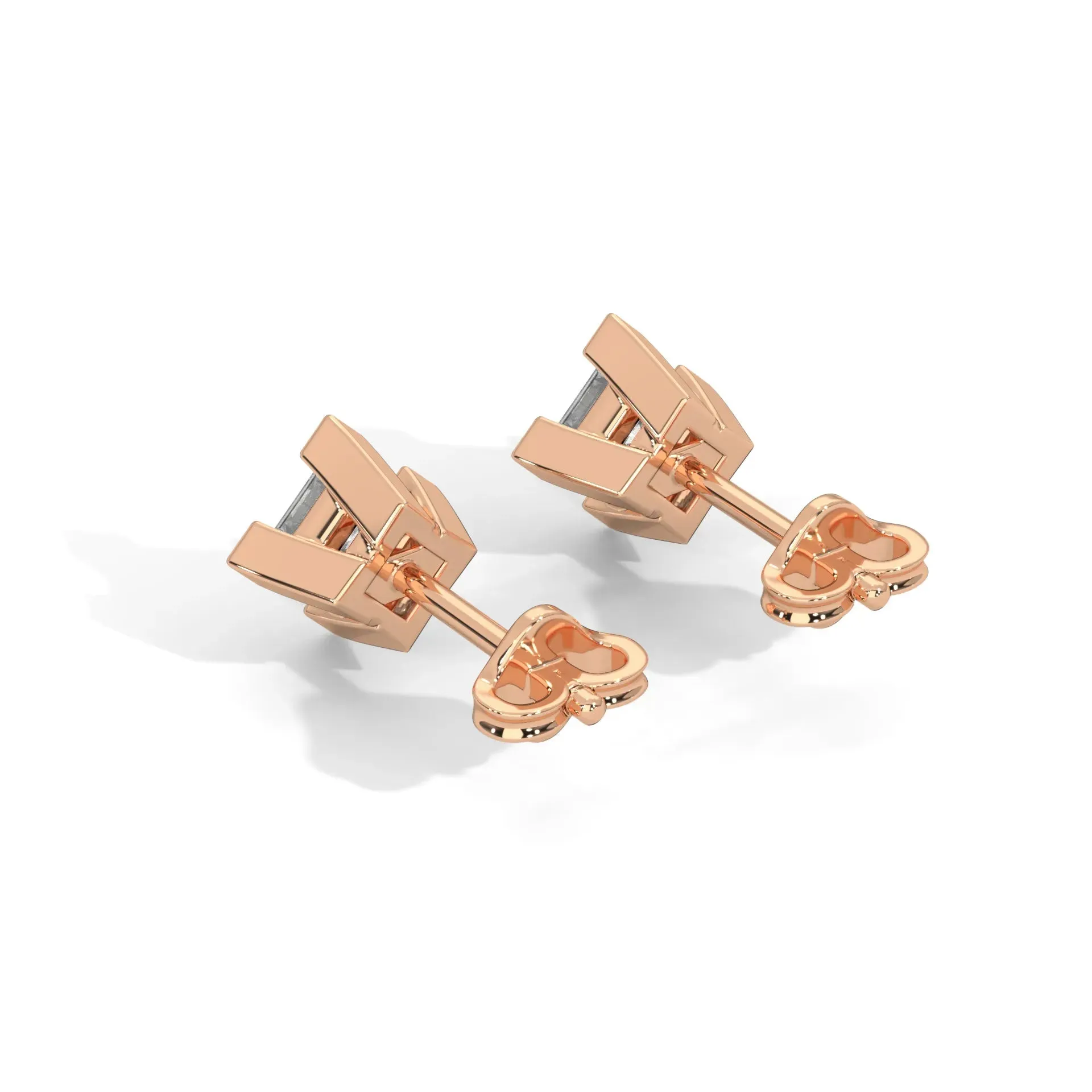 Princess Lab Grown Diamond Earrings | Push Back Studs| 14k Gold