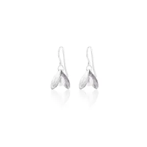 Silver Double Leaf and Pearl Earrings