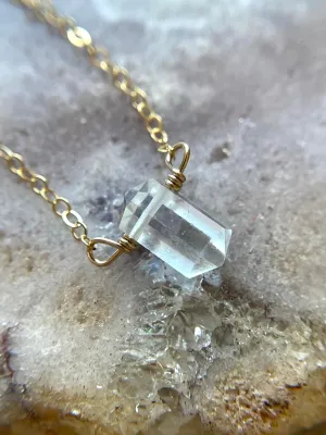 Tiny dainty clear quartz point - layering crystal healing jewelry - April Birthstone