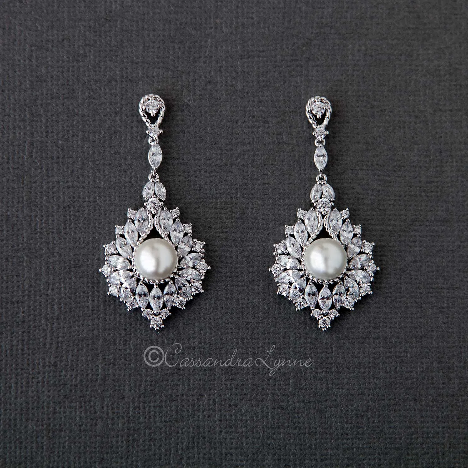 Vintage Pearl Drop Bridal Earrings