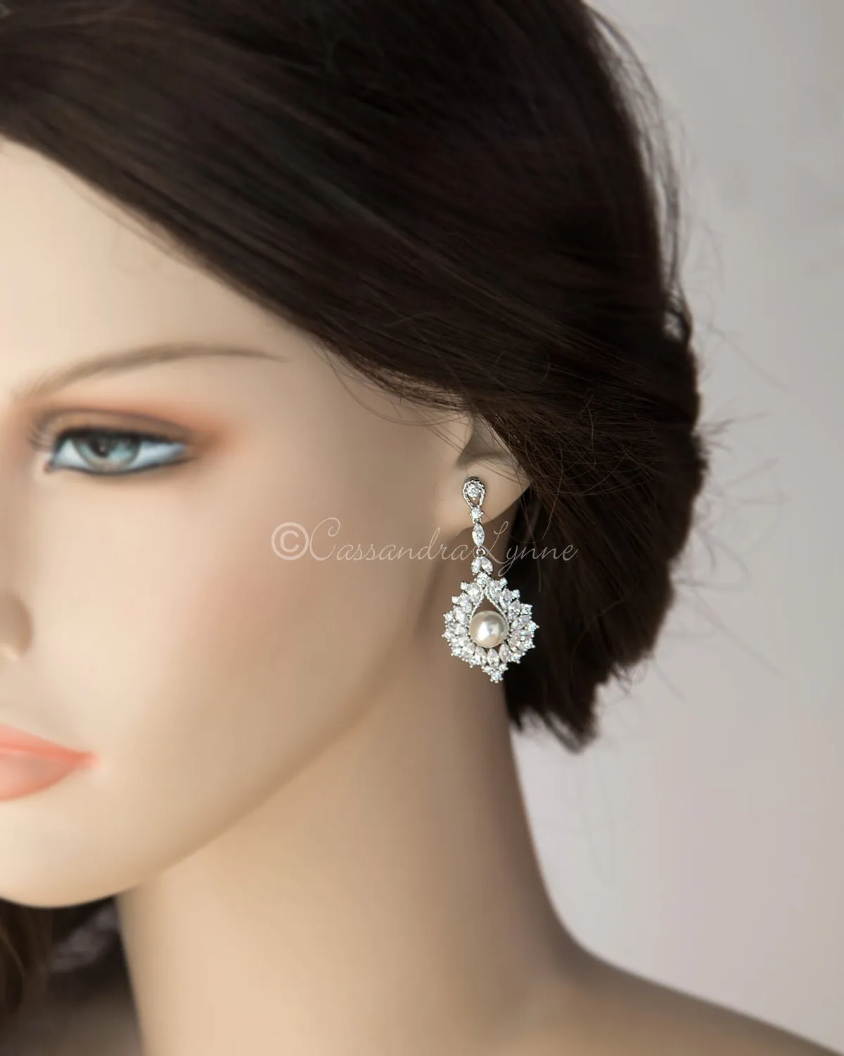 Vintage Pearl Drop Bridal Earrings