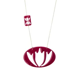 Waterlily - statement necklace with enamel - red